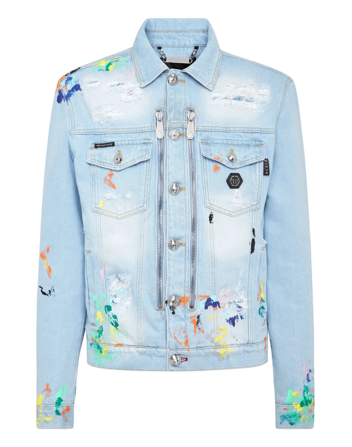 Denim Zip Jacket Dripping, цвет: Голубой