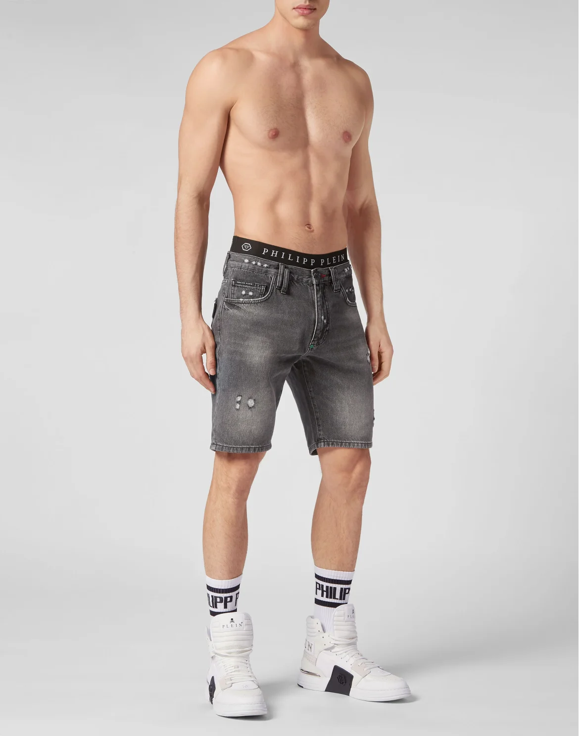 Denim Shorts Mykonos  Fit Destroyed, цвет: Серый