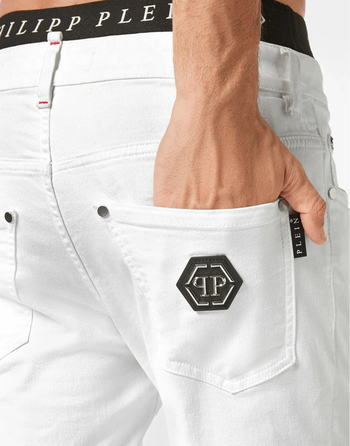 Denim Trousers Skinny Fit Hexagon, цвет: Белый