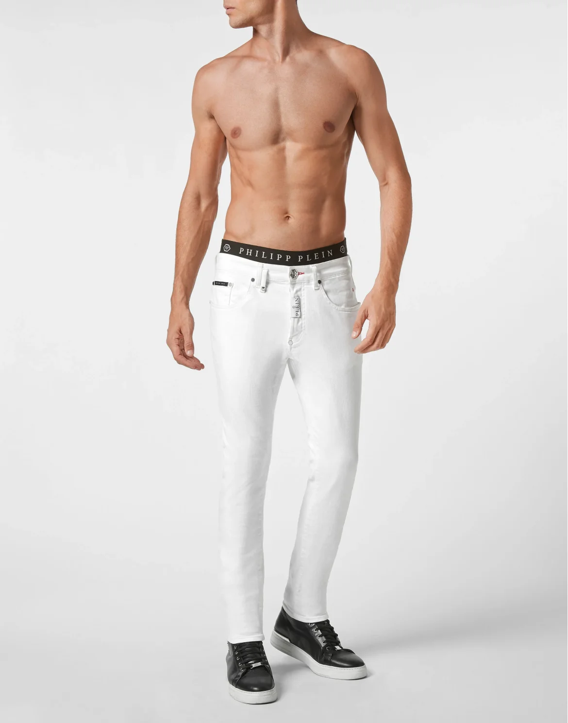 Denim Trousers Skinny Fit Hexagon, цвет: Белый