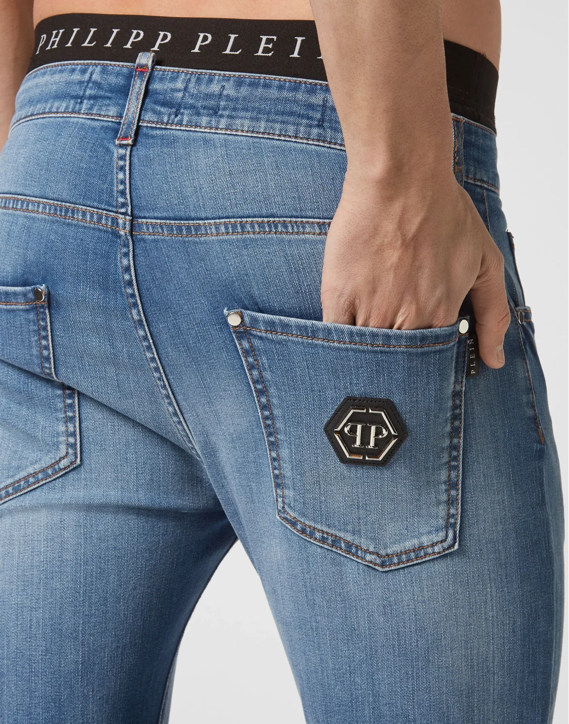 Denim Trousers Skinny Fit Hexagon, цвет: Синий