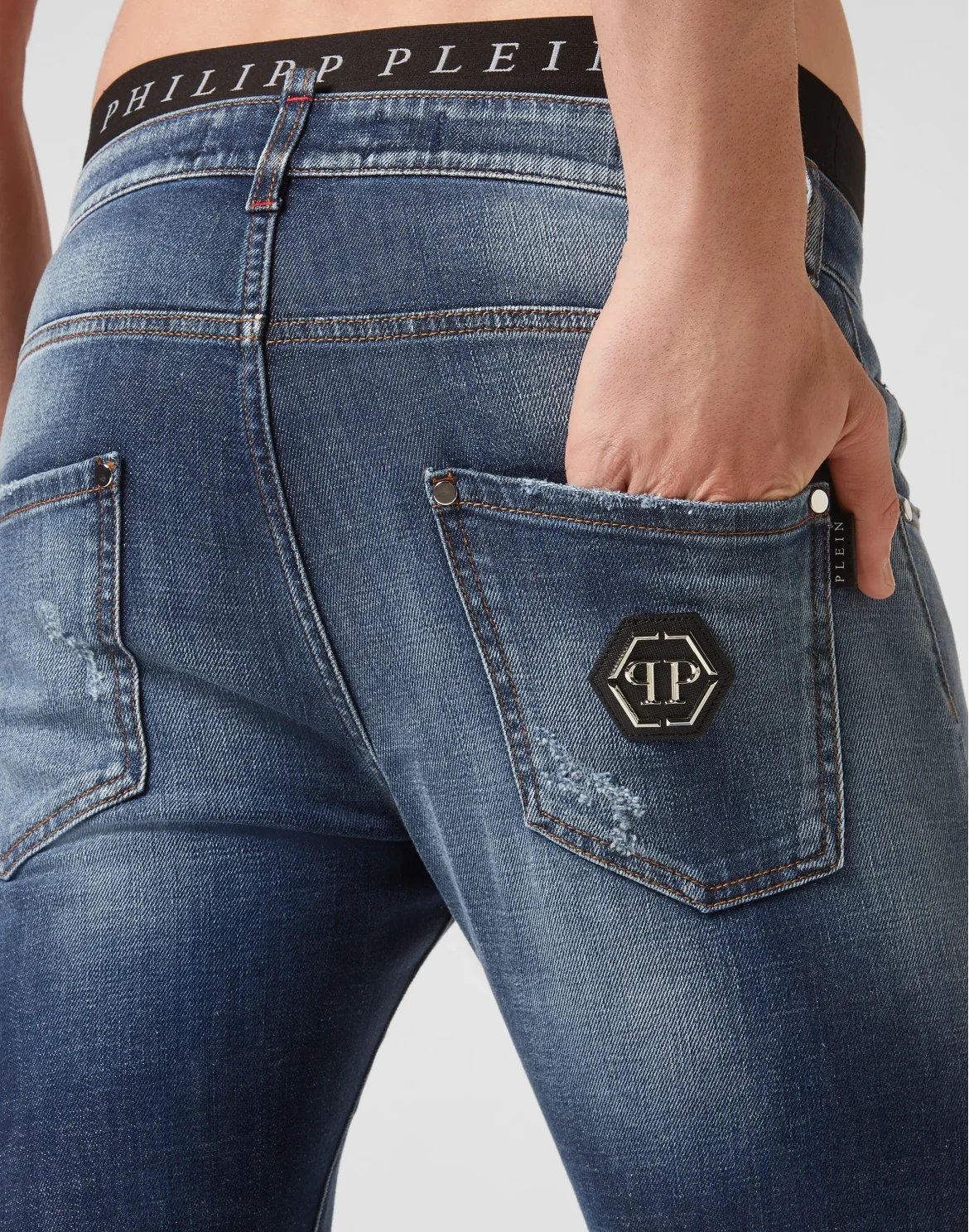 Denim Trousers Skinny Fit Hexagon, цвет: Синий