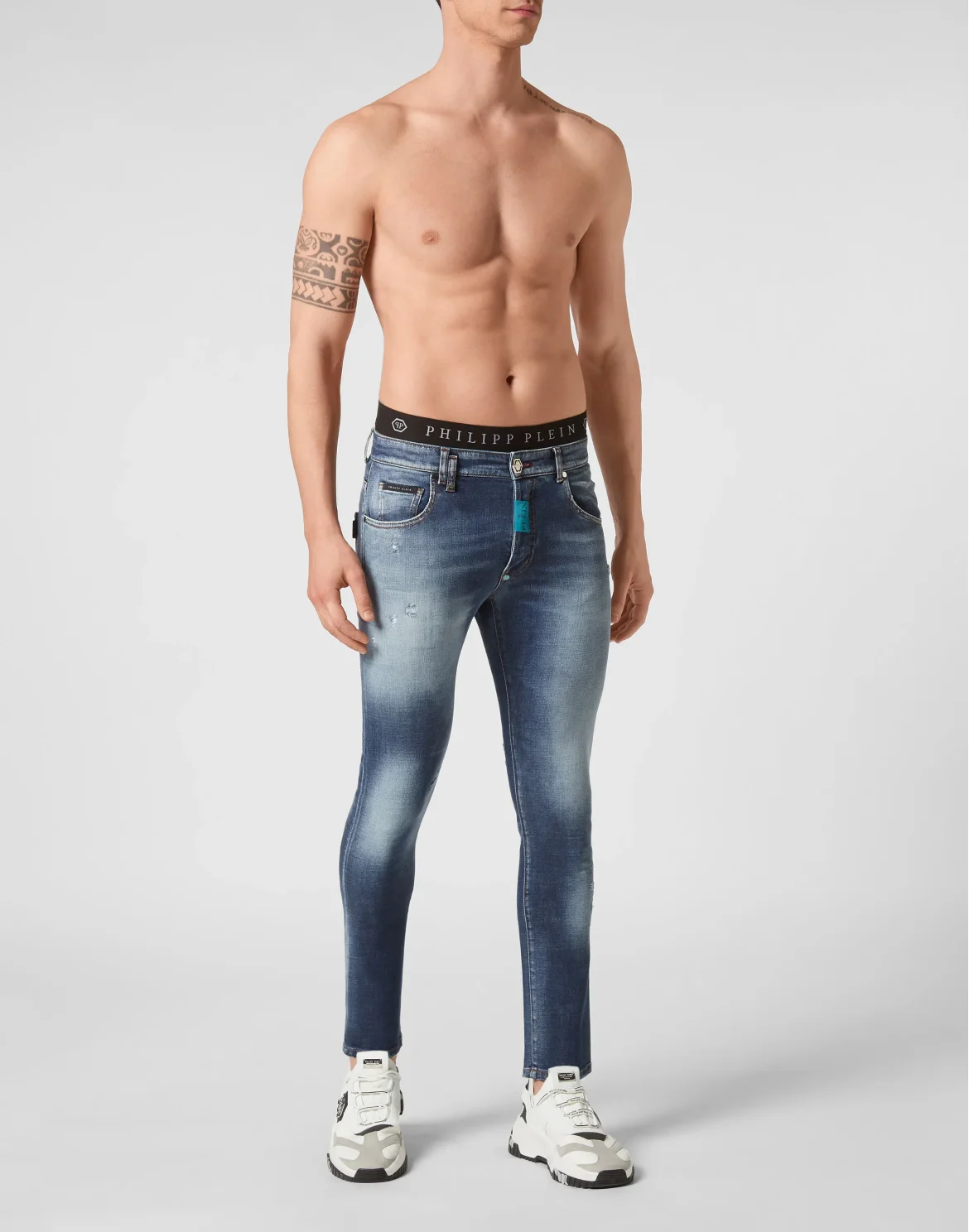 Denim Trousers Skinny Fit Hexagon, цвет: Синий