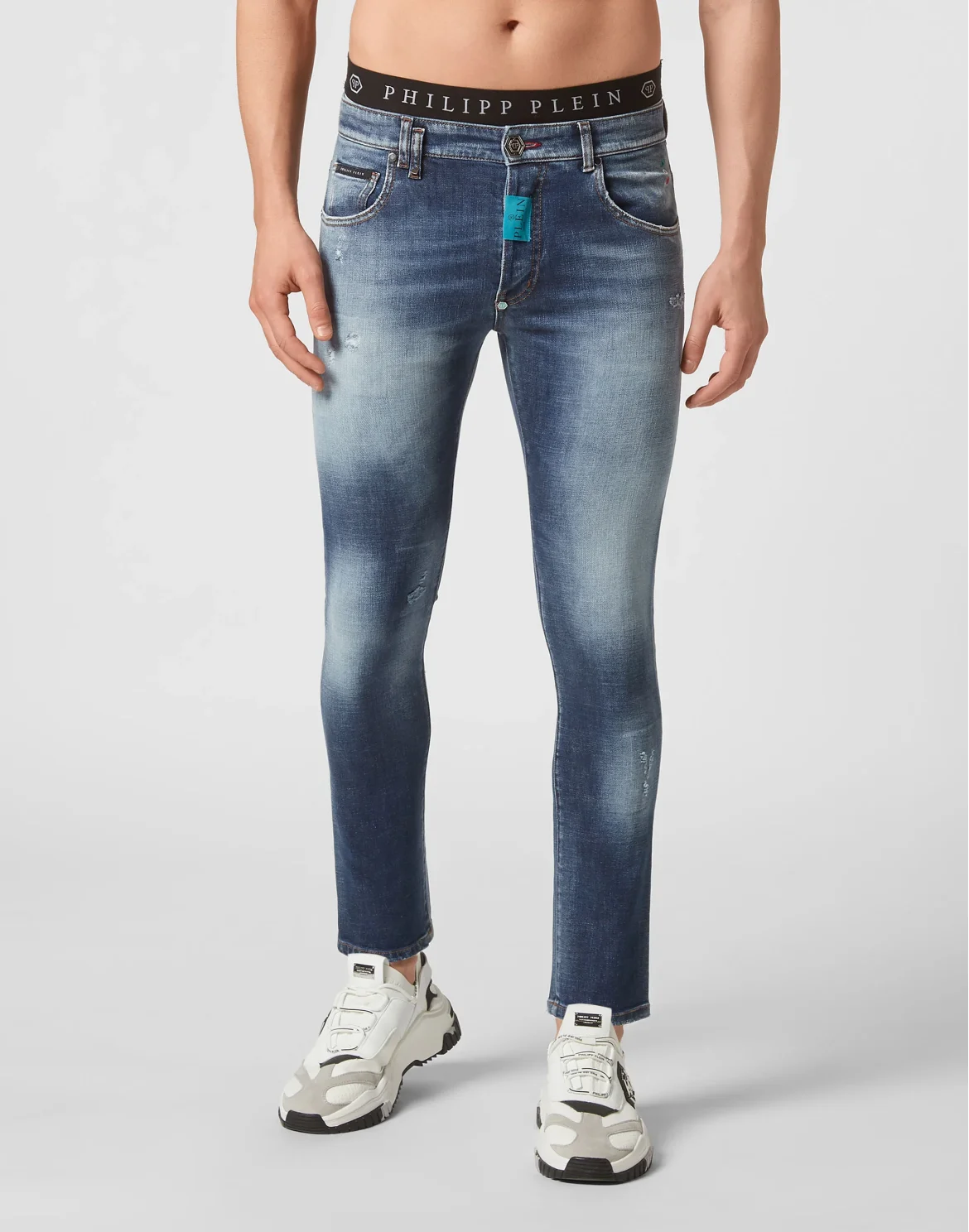 Denim Trousers Skinny Fit Hexagon, цвет: Синий
