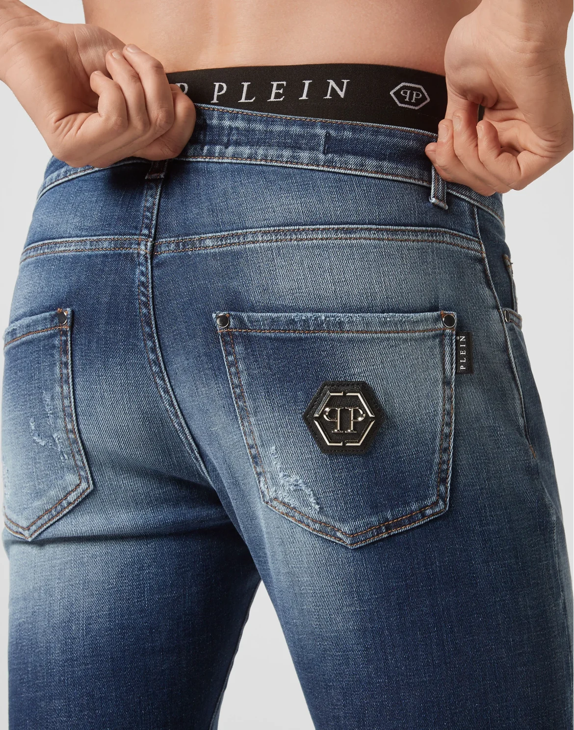 Denim Trousers Super Straight Cut Premium Hexagon, цвет: Синий
