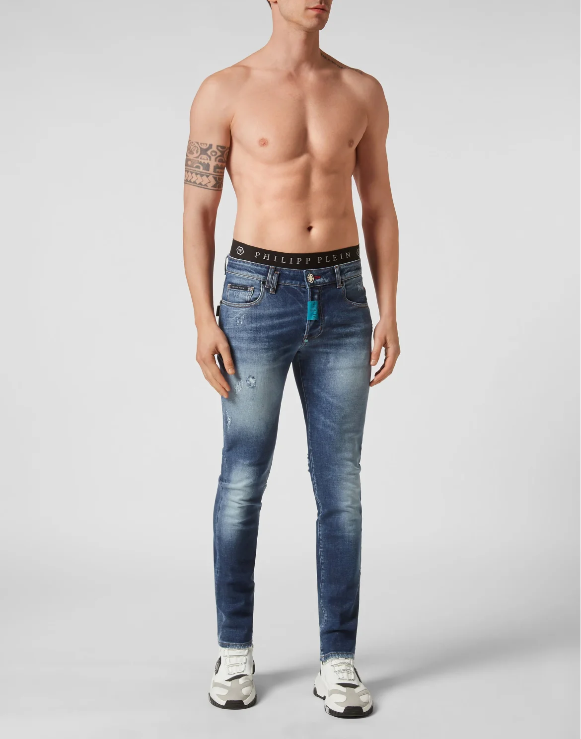 Denim Trousers Super Straight Cut Premium Hexagon, цвет: Синий