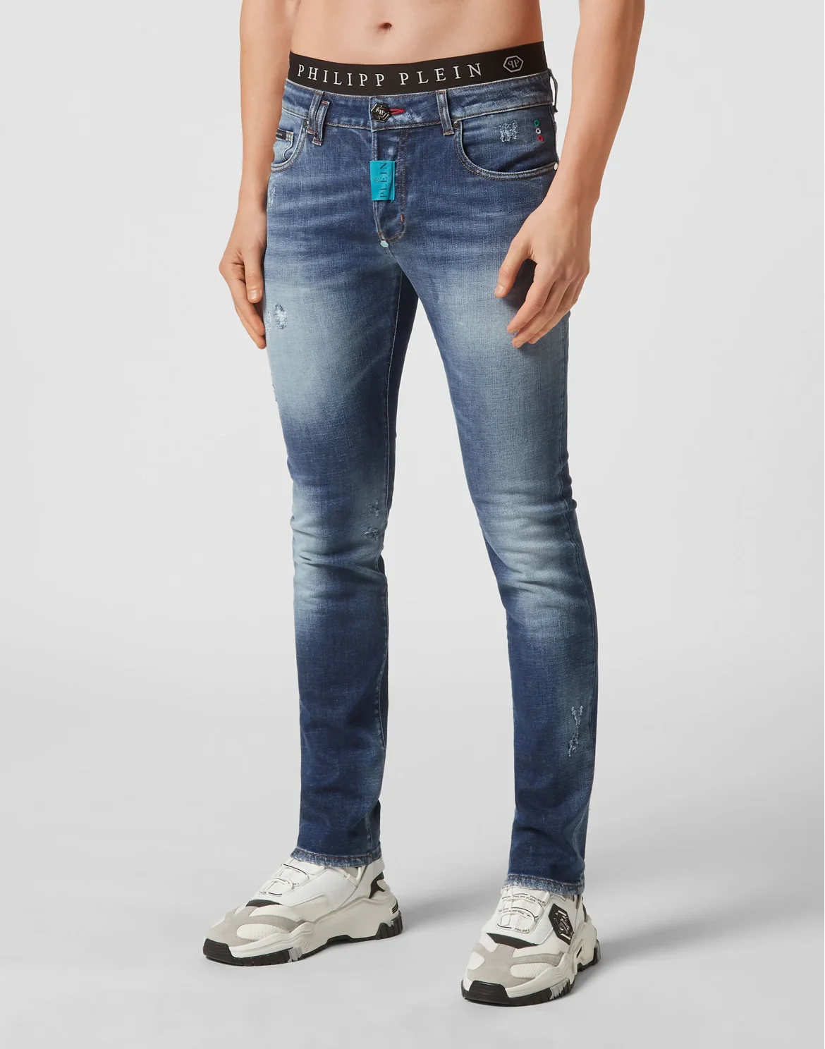 Denim Trousers Super Straight Cut Premium Hexagon, цвет: Синий
