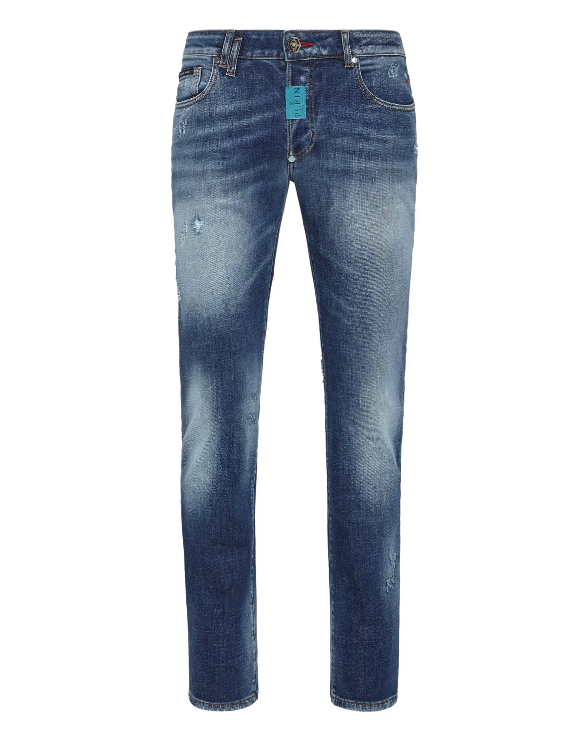Denim Trousers Super Straight Cut Premium Hexagon, цвет: Синий