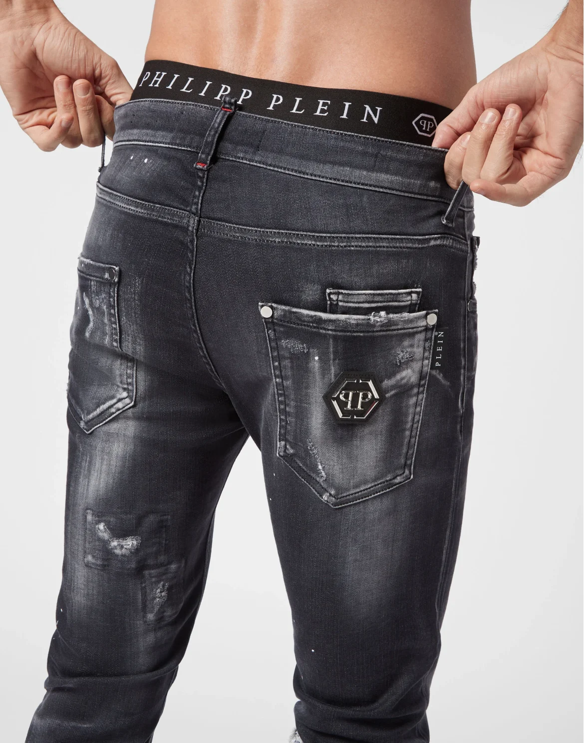 Denim Trousers Super Straight Cut Premium Hexagon, цвет: Черный