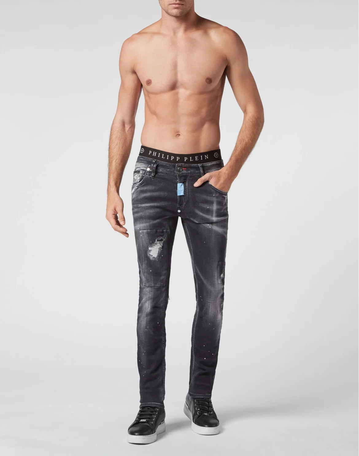 Denim Trousers Super Straight Cut Premium Hexagon, цвет: Черный