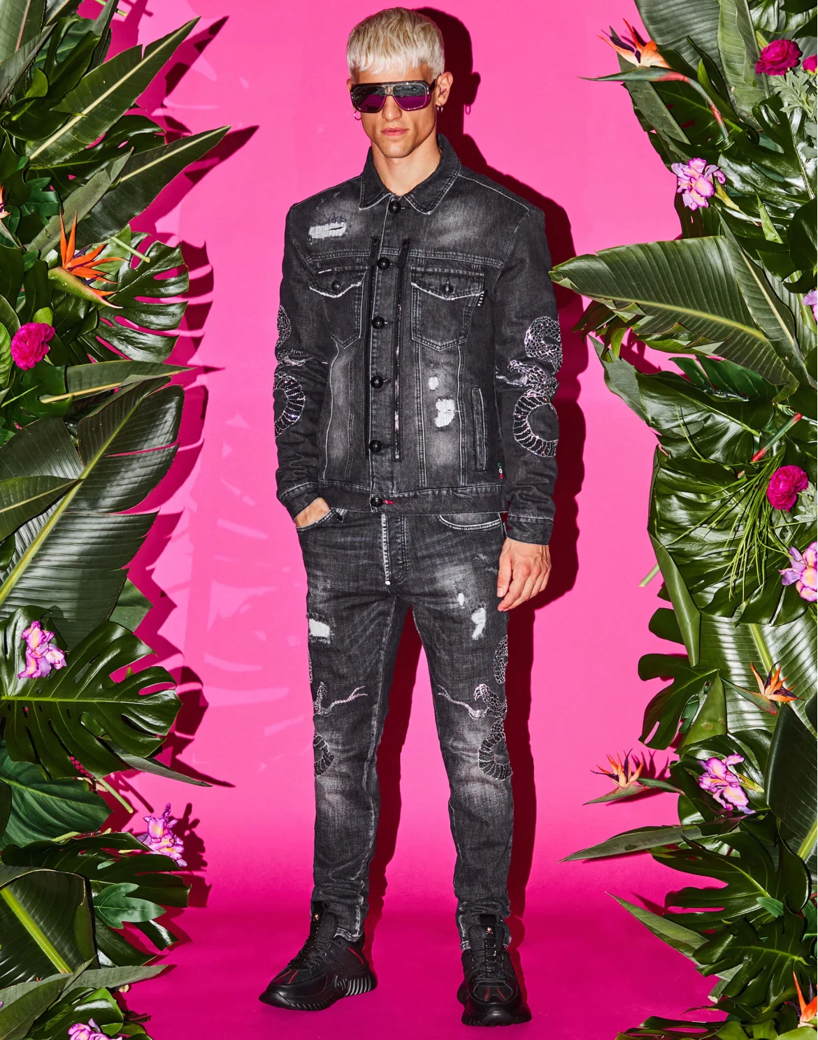 Denim Trousers Super Straight Cut Snake, цвет: Черный