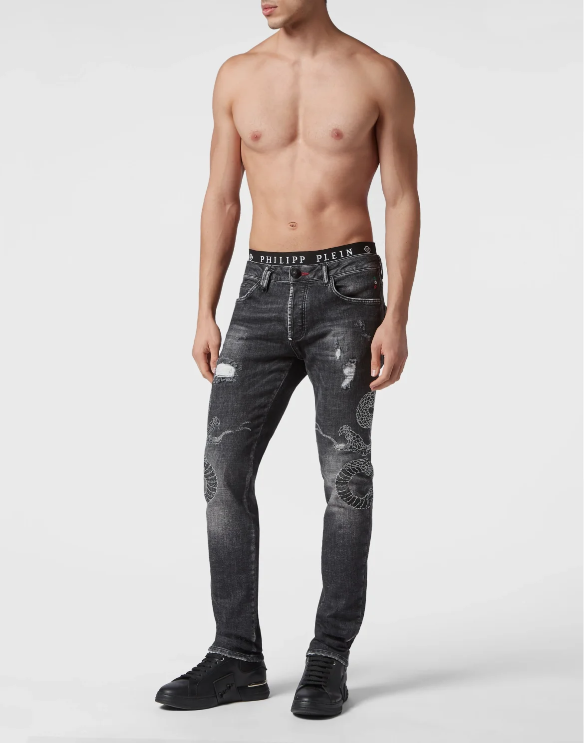 Denim Trousers Super Straight Cut Snake, цвет: Черный