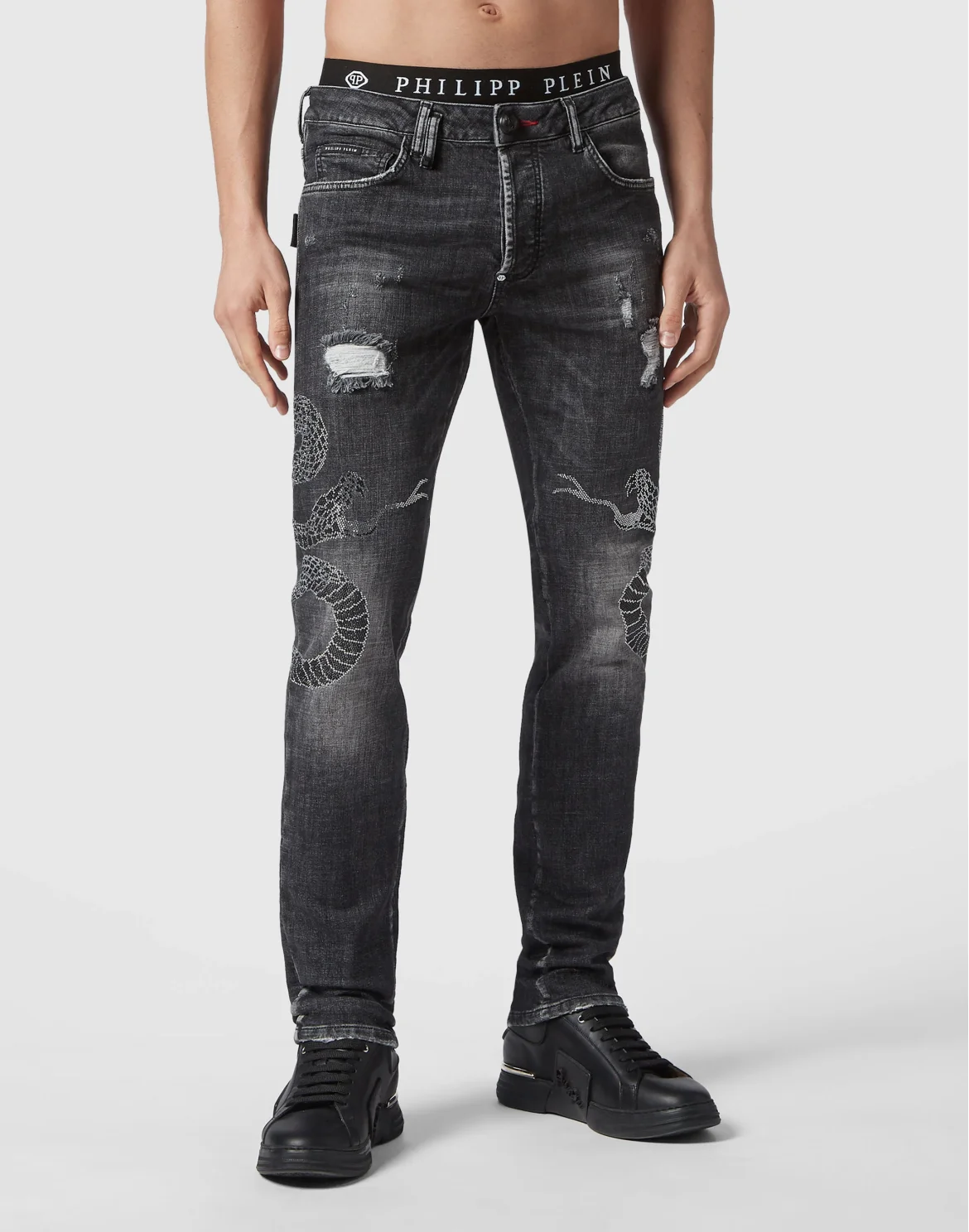Denim Trousers Super Straight Cut Snake, цвет: Черный