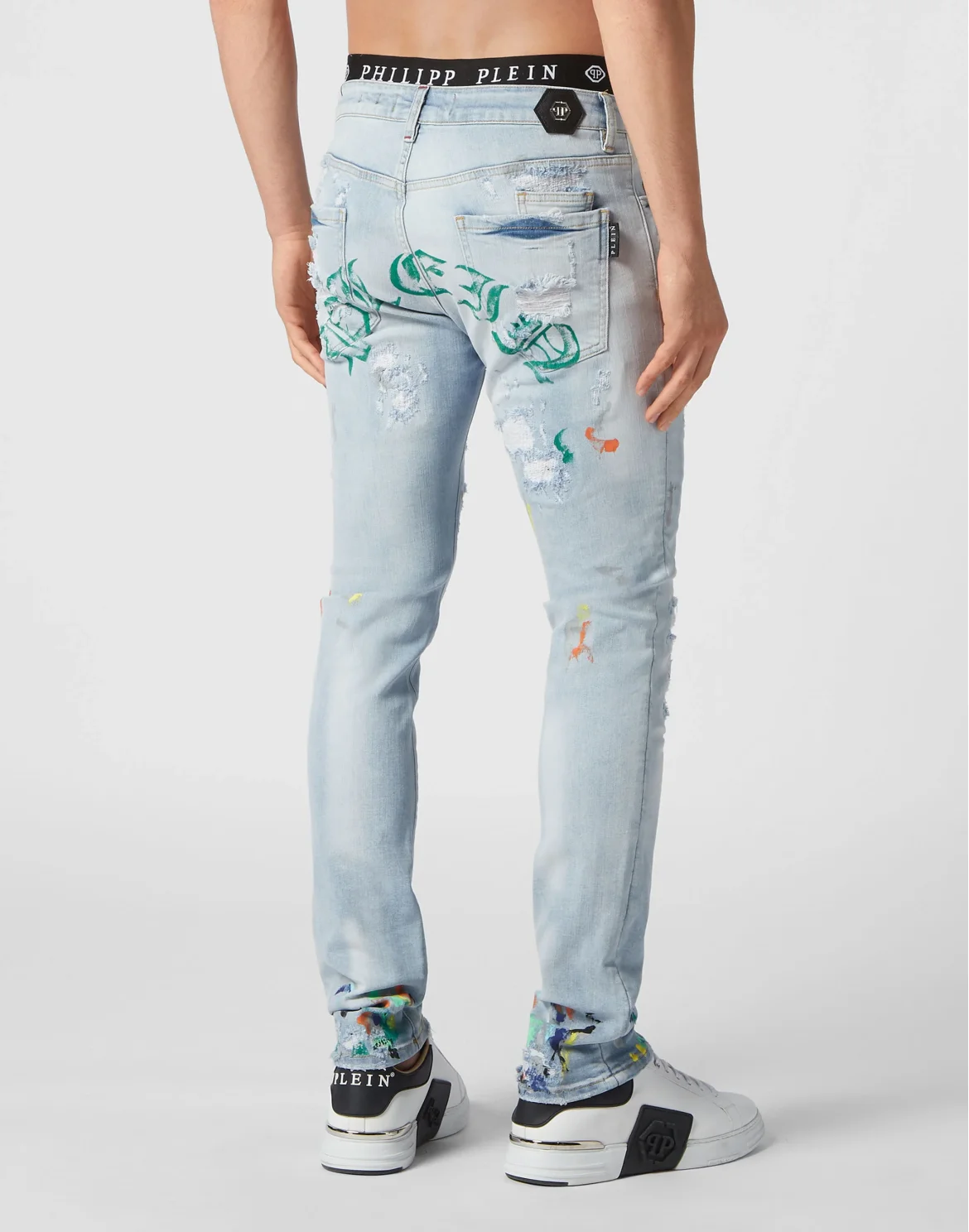 Denim Trousers Super Straight Cut Dripping, цвет: Голубой