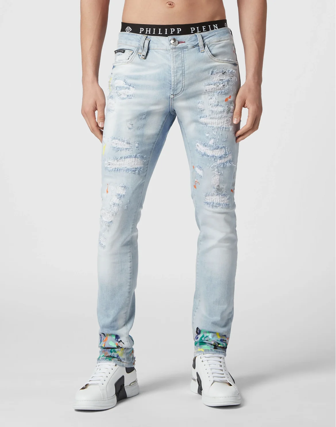 Denim Trousers Super Straight Cut Dripping, цвет: Голубой