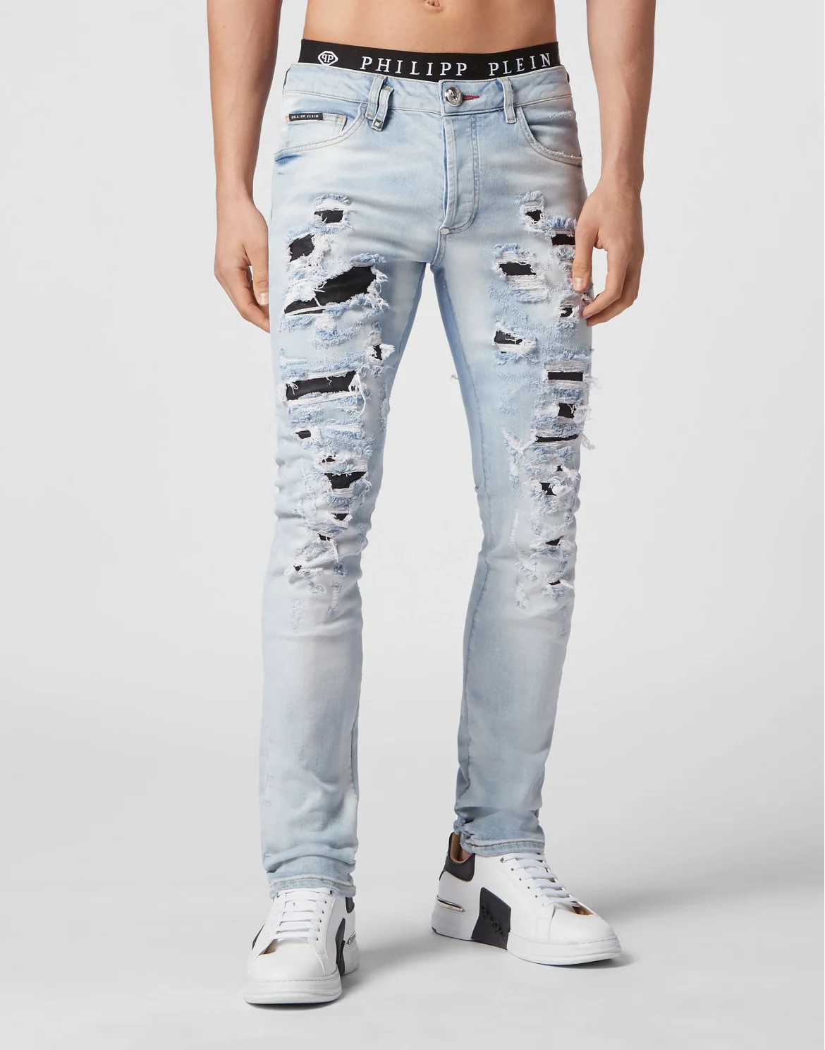 Denim Trousers Super Straight Cut Destroyed, цвет: Голубой