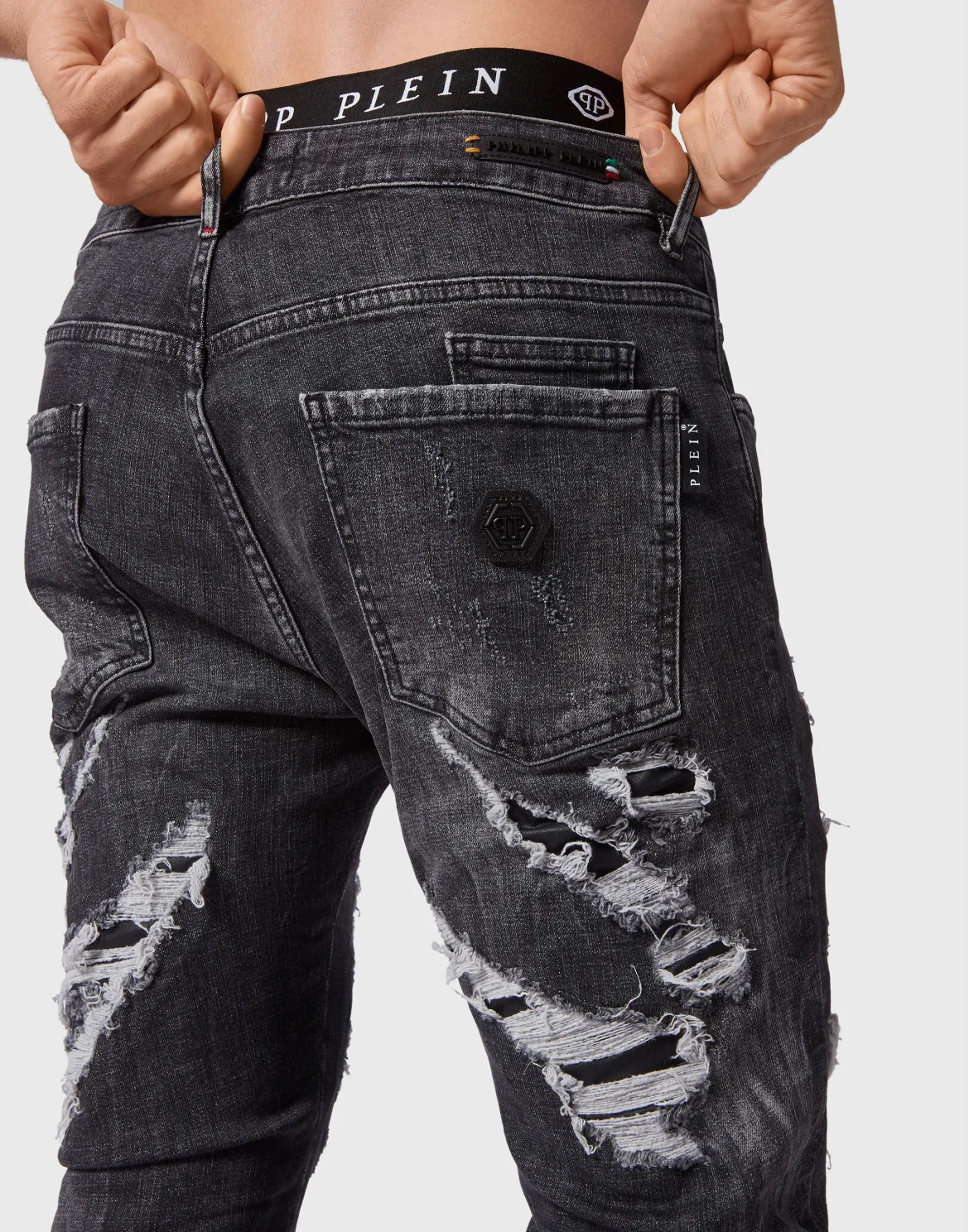 Denim Trousers Super Straight Cut Destroyed, цвет: Черный