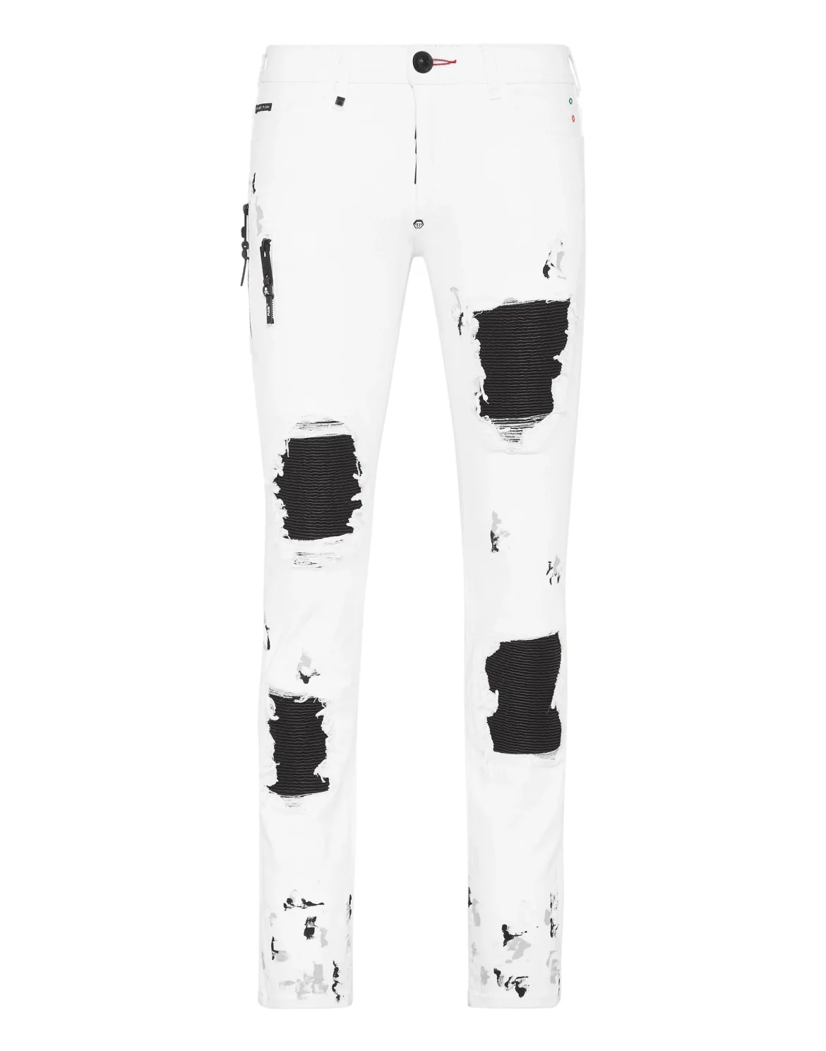 Denim Trousers Biker Fit Dripping, цвет: Белый