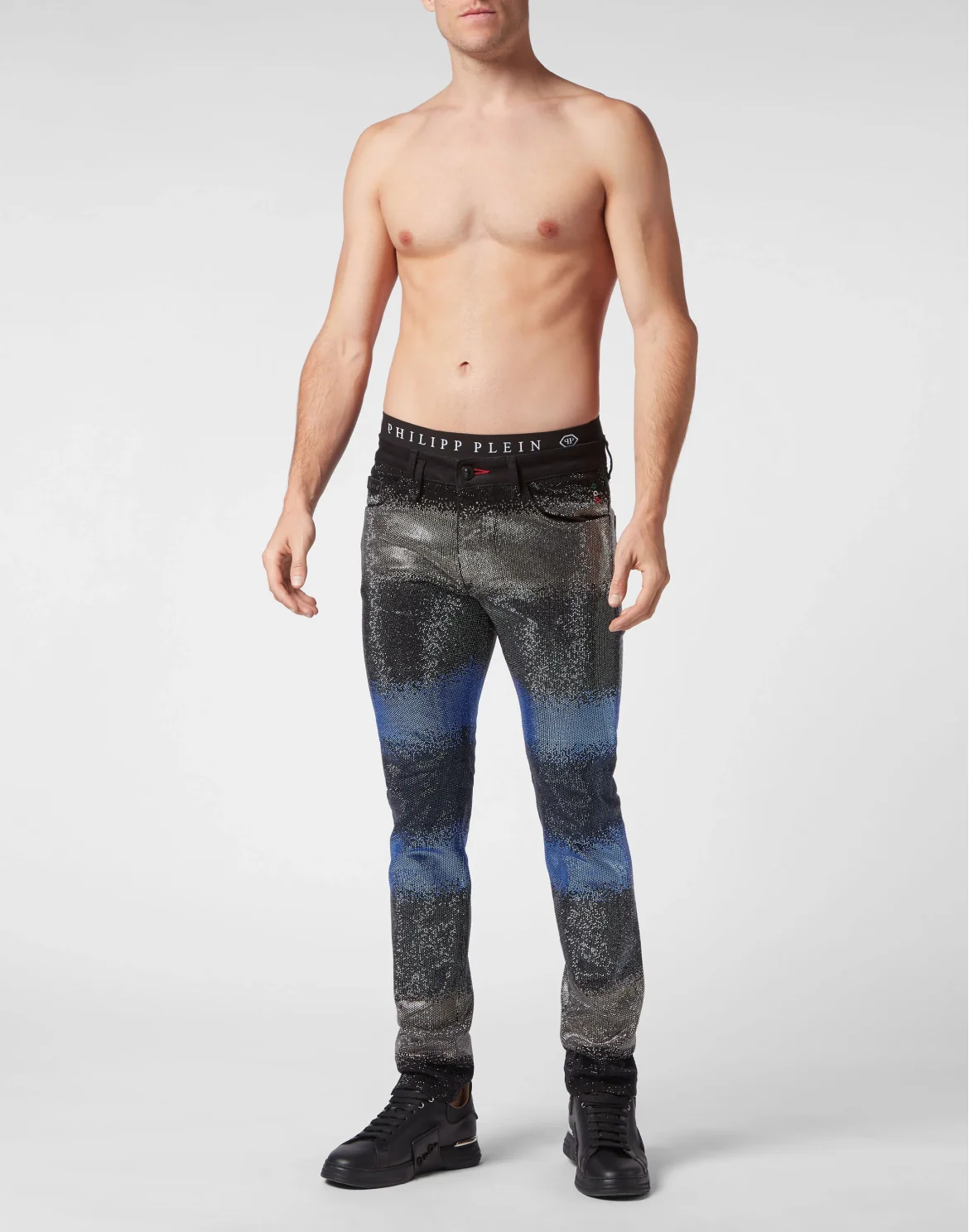 Denim Trousers Super Straight Cut Crystal, цвет: Синий