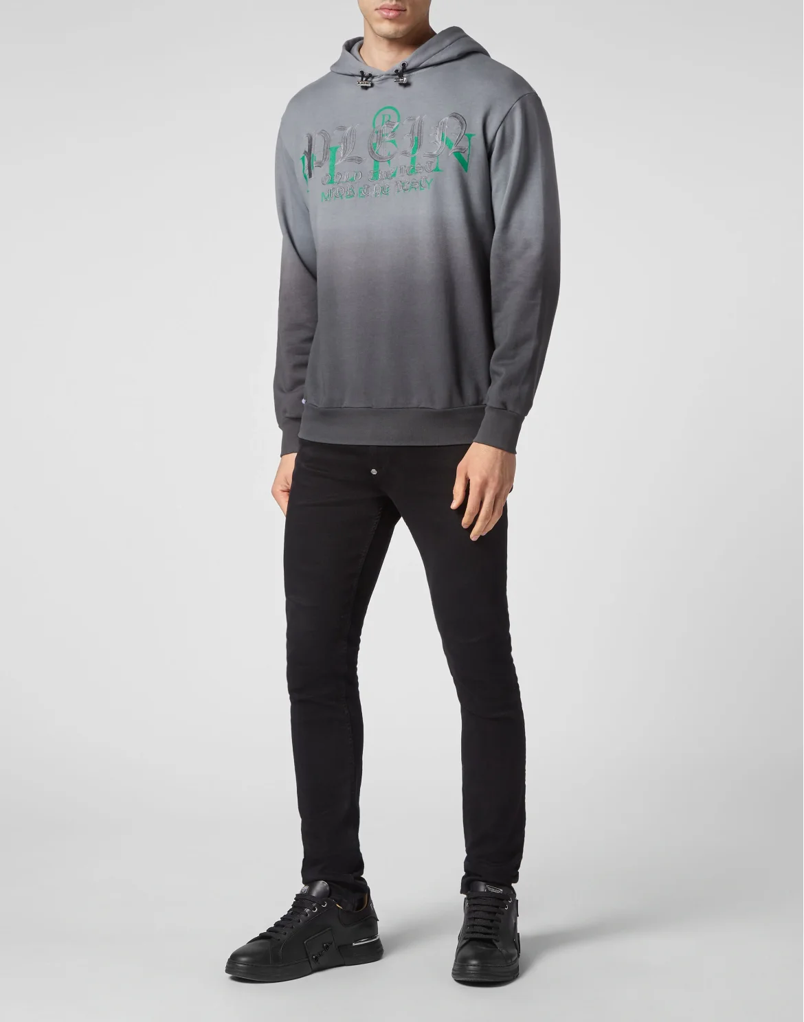 Hand Painted Hoodie Sweatshirt Gothic Plein, цвет: Черный