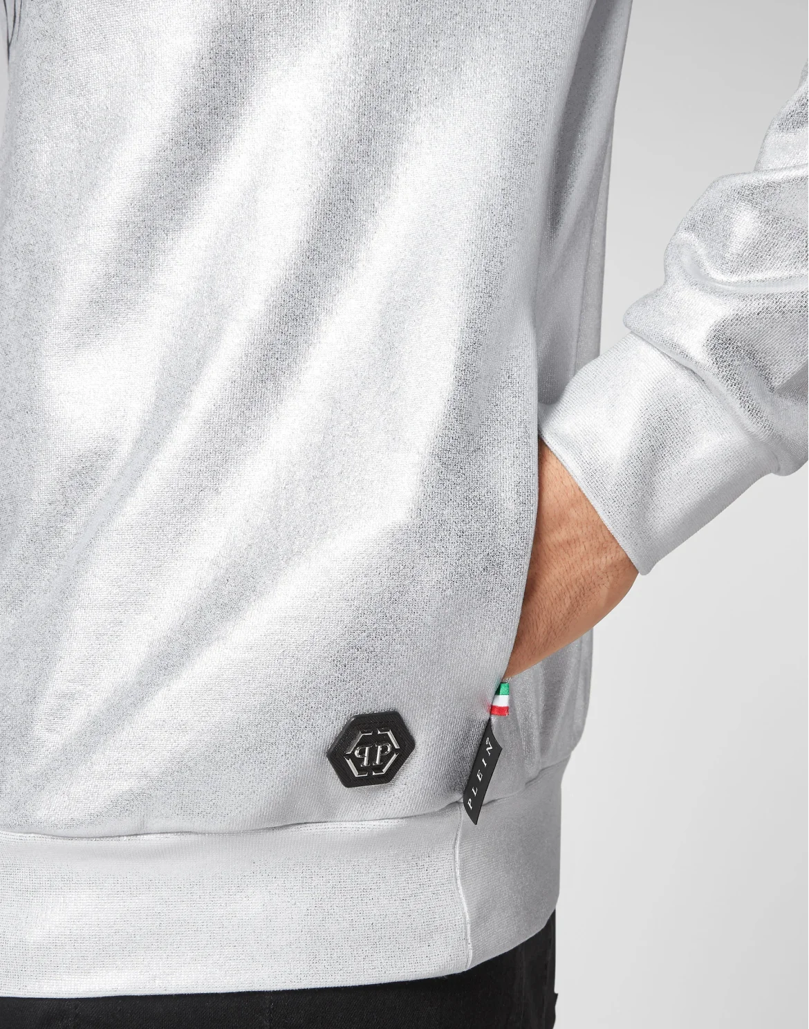 Hoodie Sweatshirt Iconic Plein, цвет: Серебристый