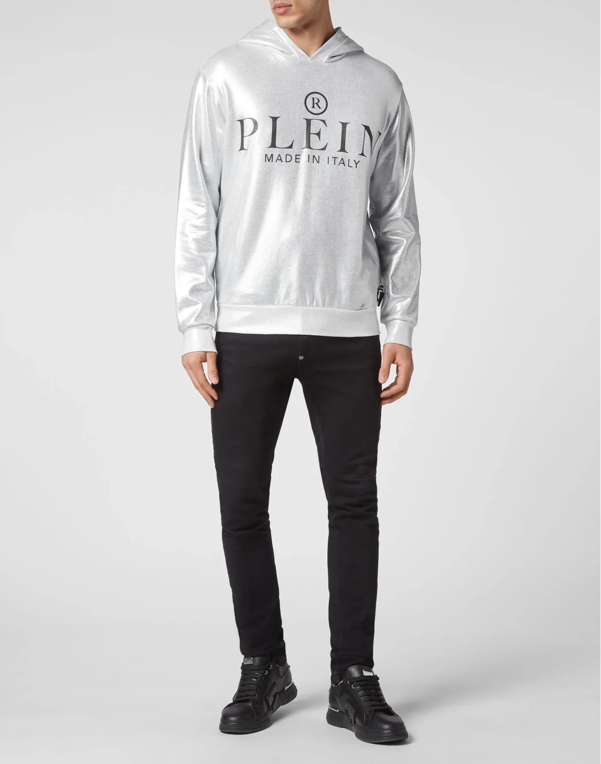 Hoodie Sweatshirt Iconic Plein, цвет: Серебристый