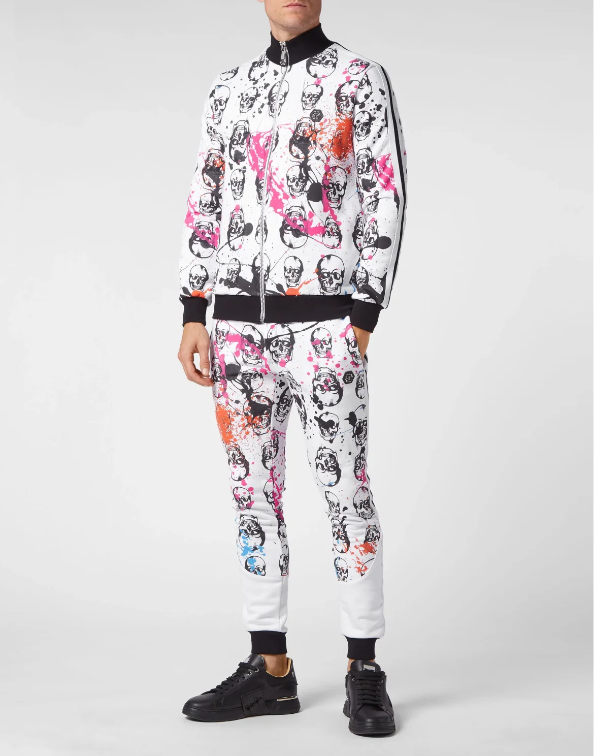TRACKSUIT: ZIP-UP JACKET + JOGGING PANTS SKULL, цвет: Белый