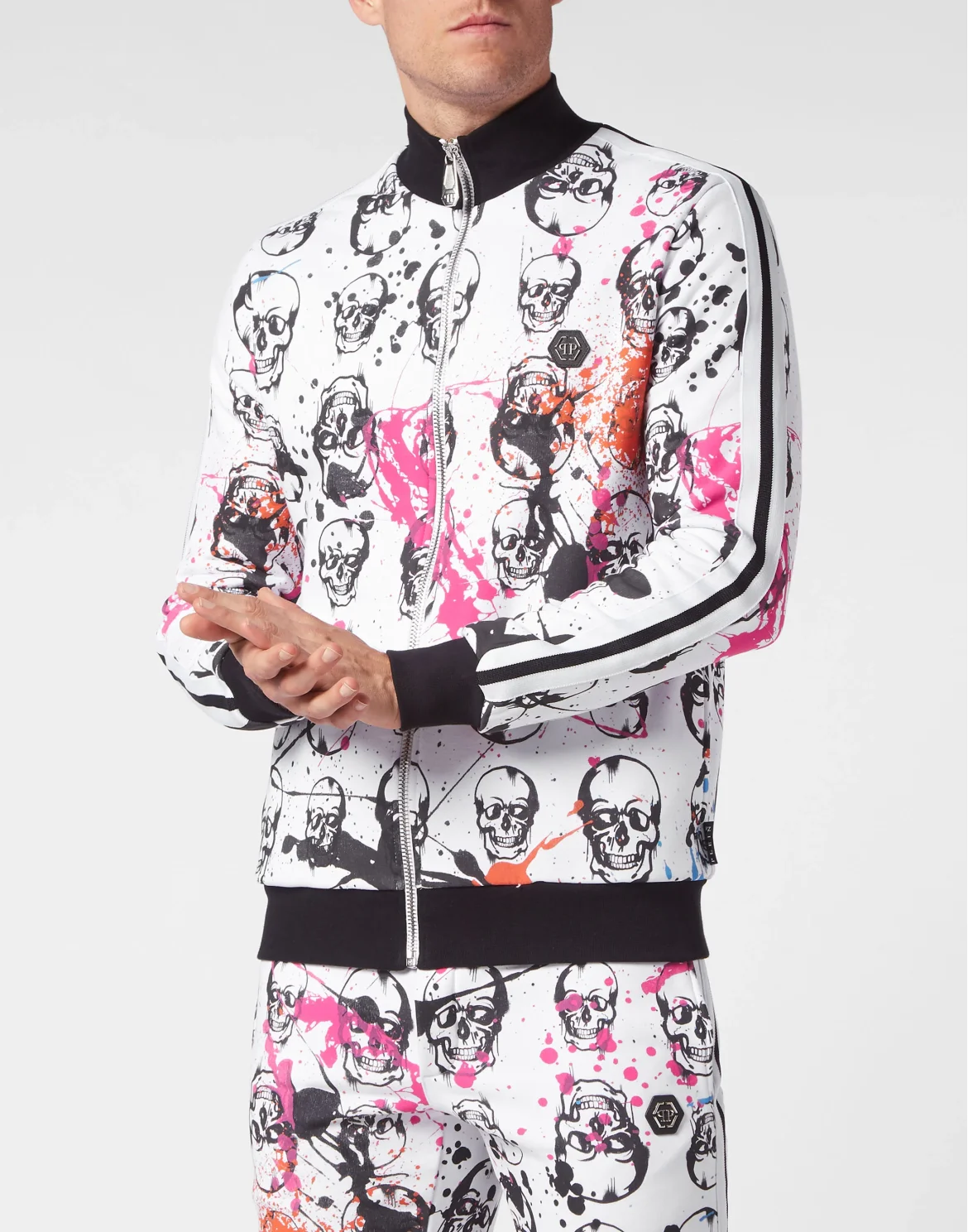 TRACKSUIT: ZIP-UP JACKET + JOGGING PANTS SKULL, цвет: Белый