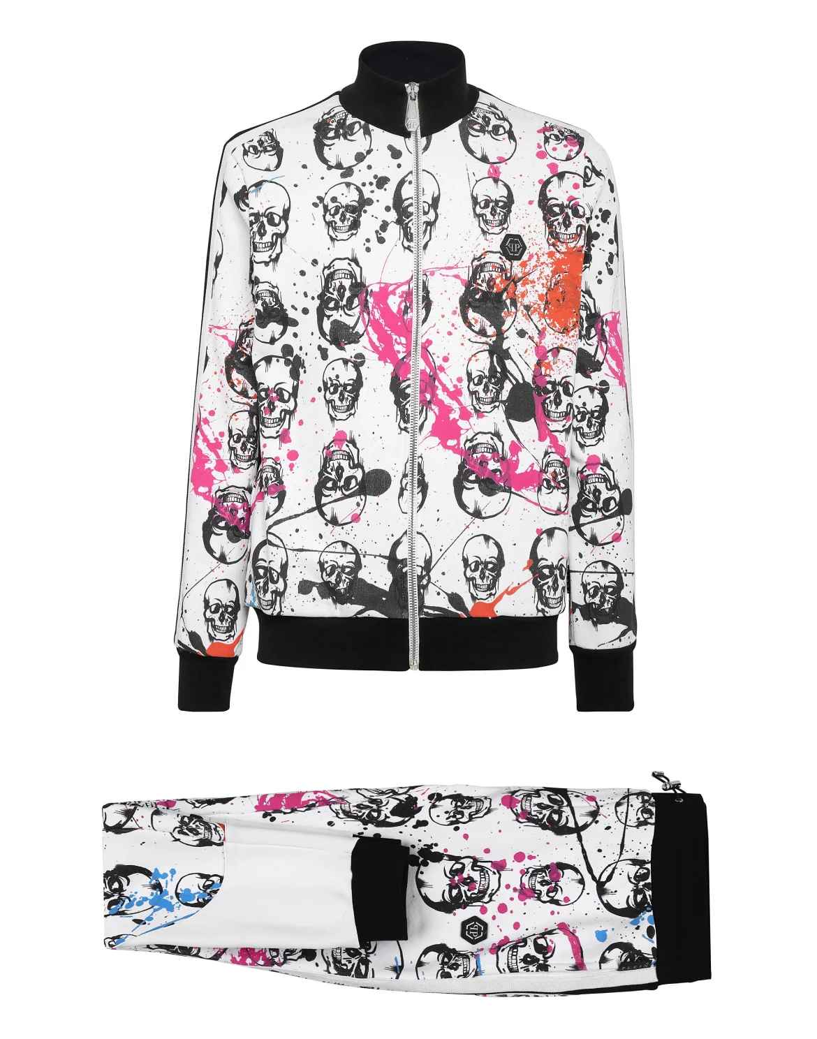 TRACKSUIT: ZIP-UP JACKET + JOGGING PANTS SKULL, цвет: Белый