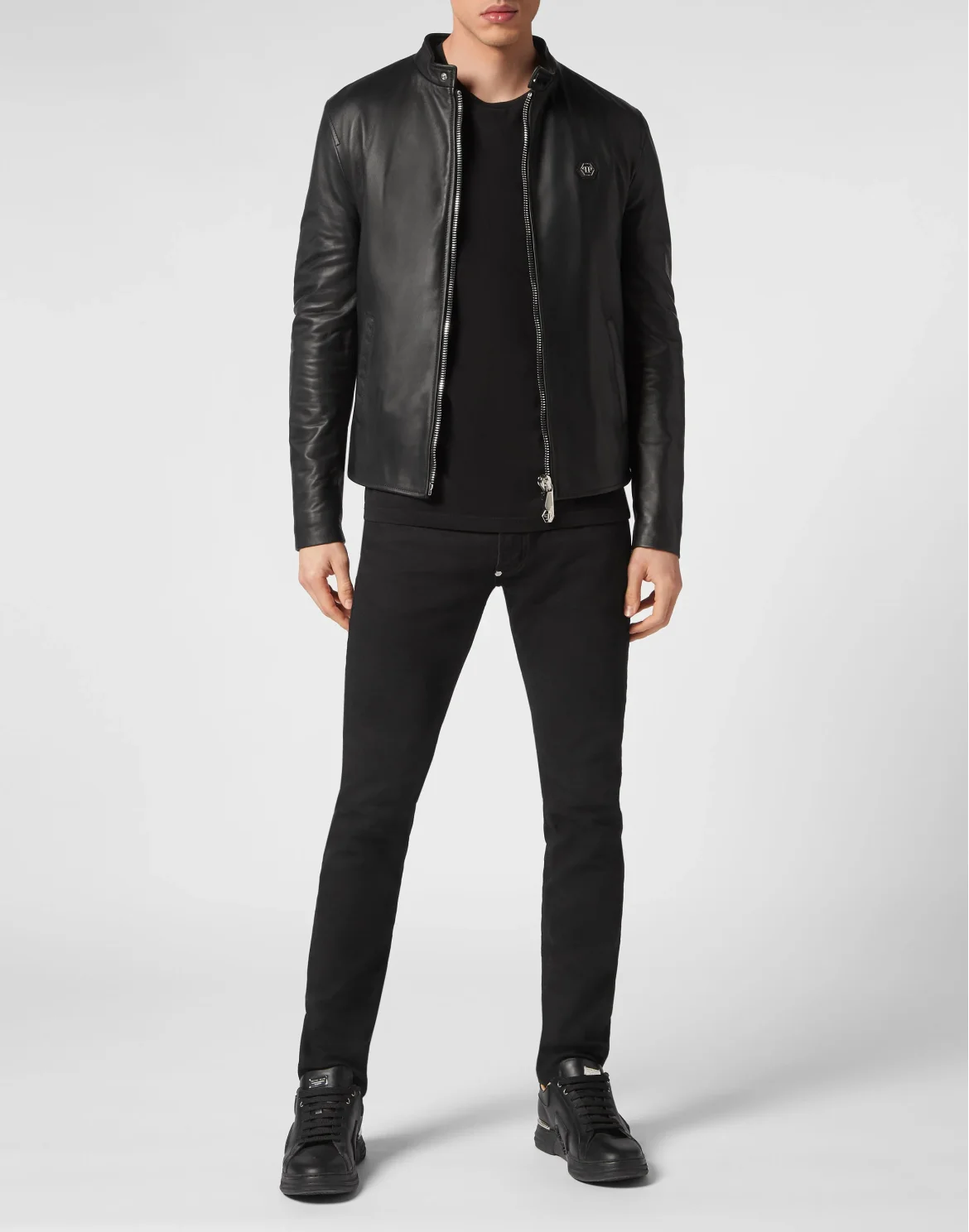 Leather Moto Jacket, цвет: Черный
