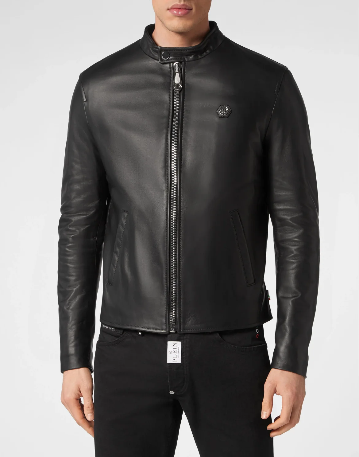 Leather Moto Jacket, цвет: Черный
