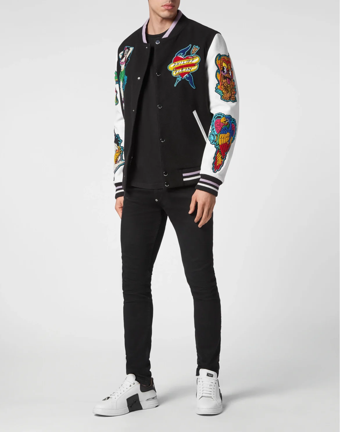 Leather College Bomber Hawaii, цвет: Черный