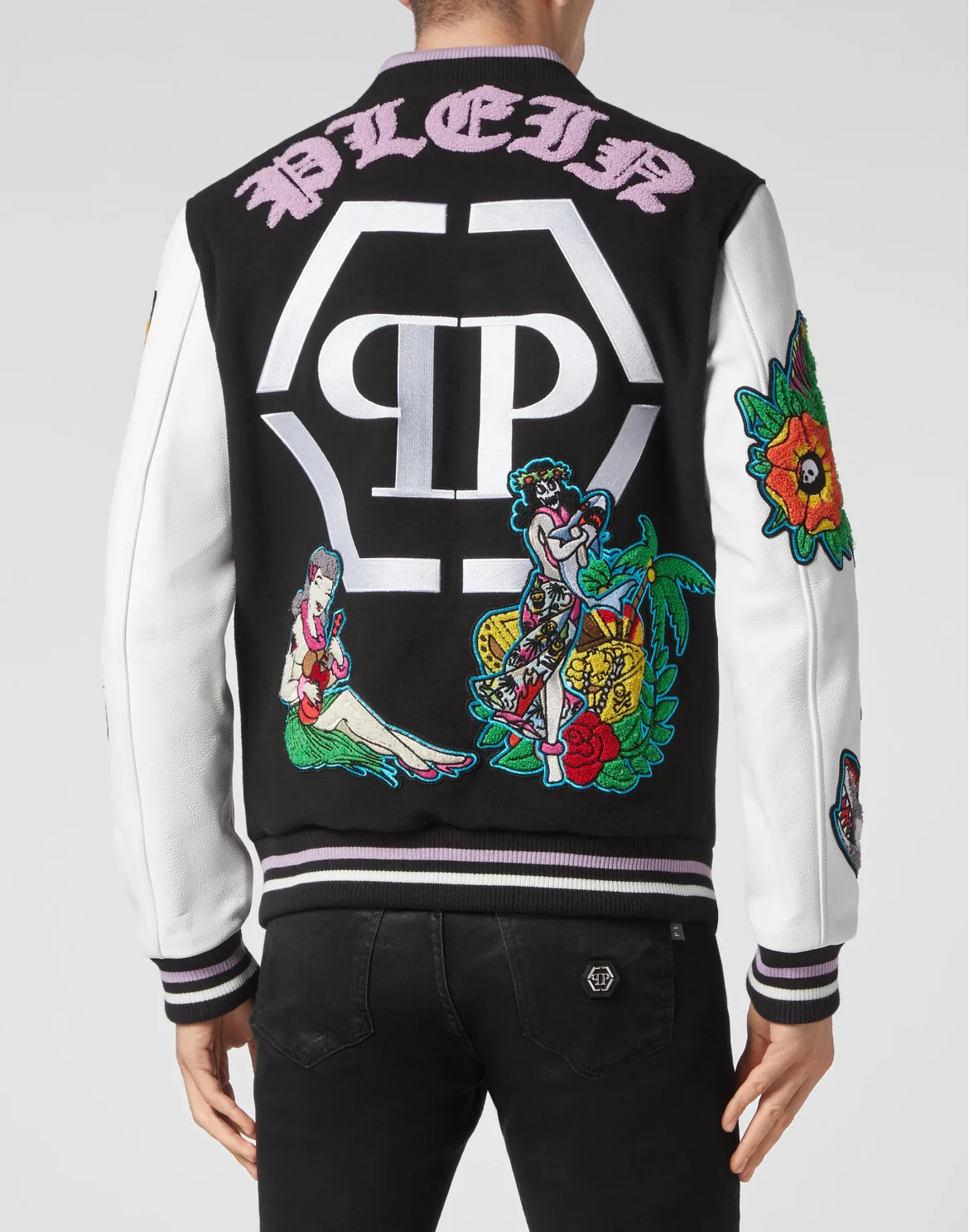 Leather College Bomber Hawaii, цвет: Черный