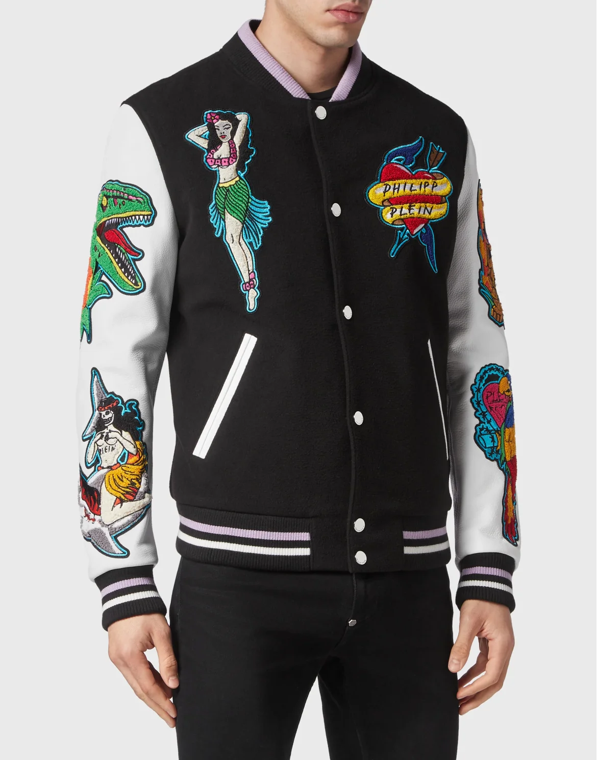 Leather College Bomber Hawaii, цвет: Черный
