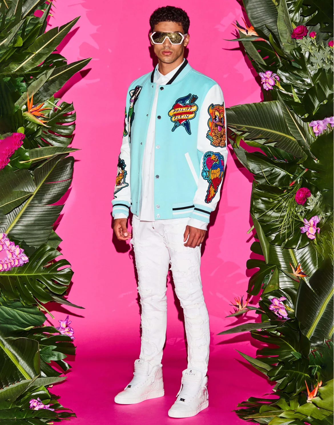 Leather College Bomber Hawaii, цвет: Голубой