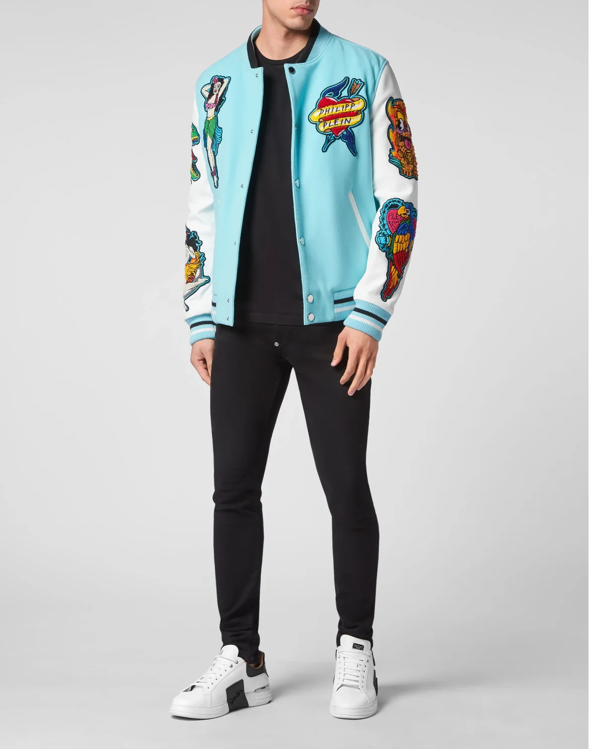 Leather College Bomber Hawaii, цвет: Голубой