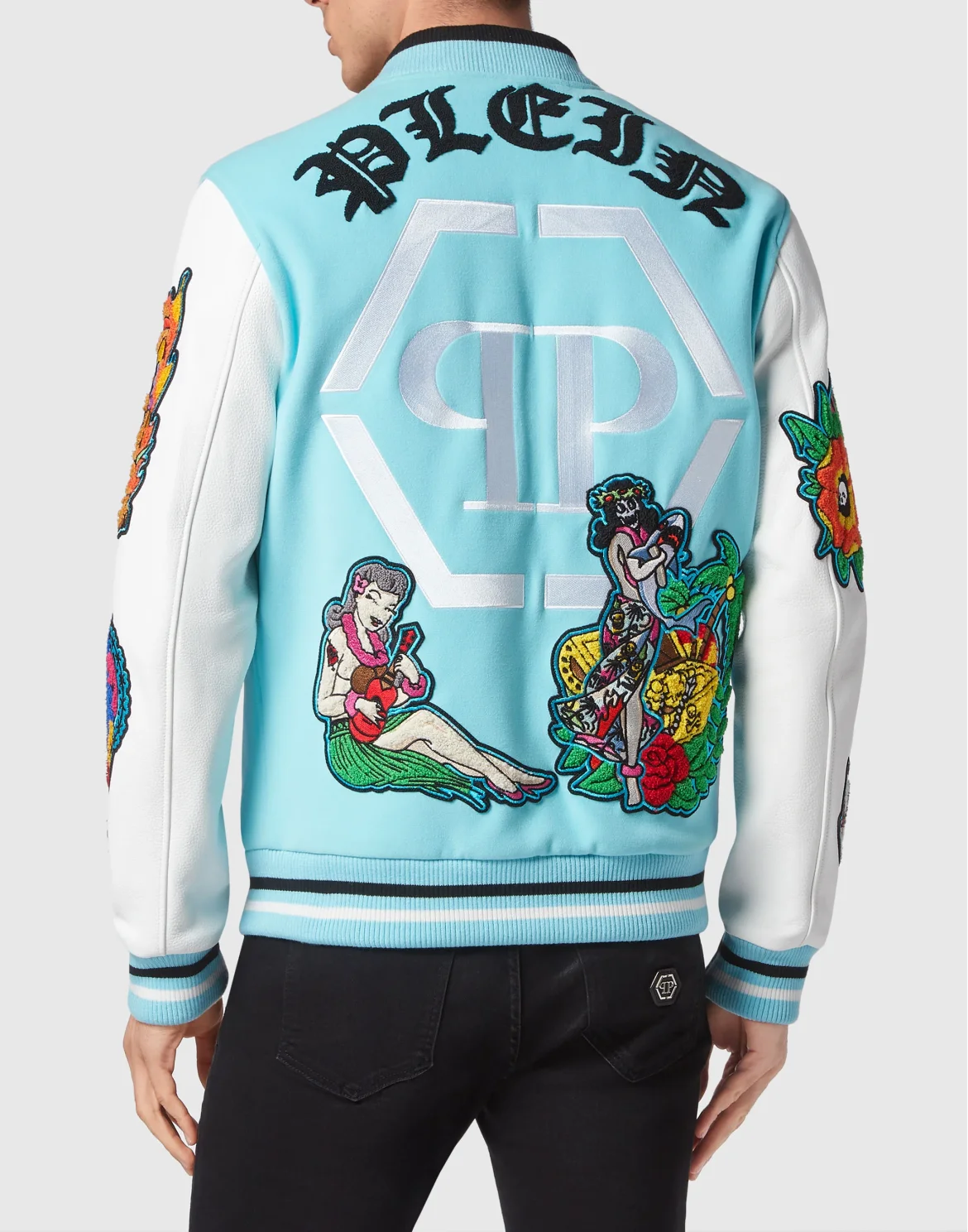 Leather College Bomber Hawaii, цвет: Голубой