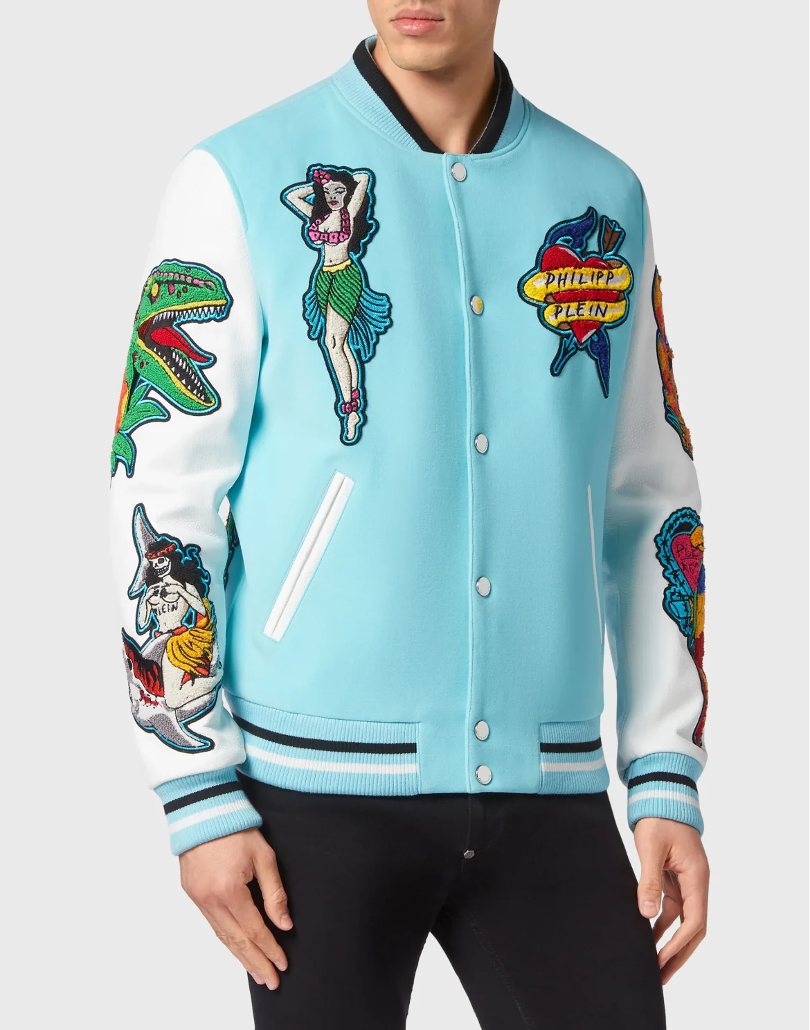 Leather College Bomber Hawaii, цвет: Голубой