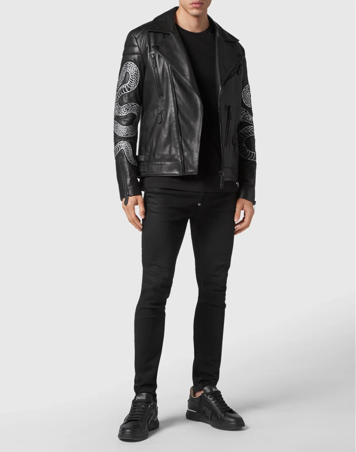 Leather Biker Snake, цвет: Черный
