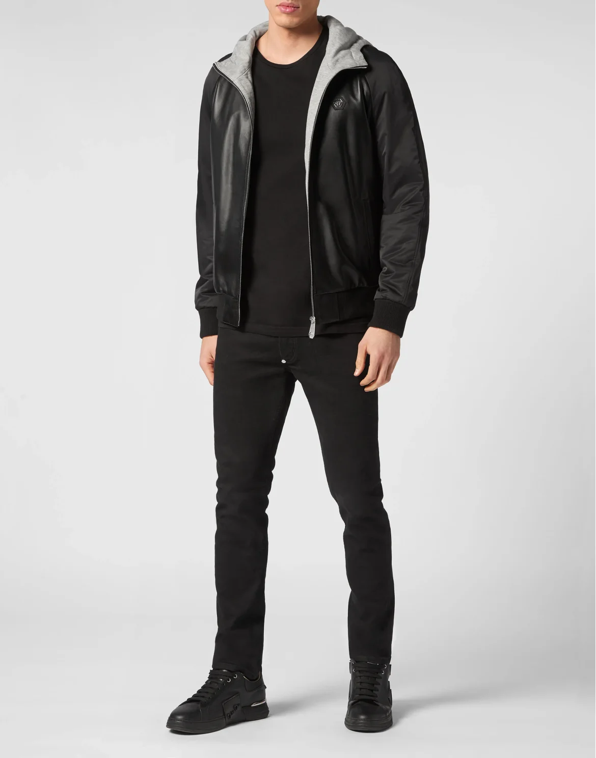 Leather Hooded Jacket, цвет: Черный