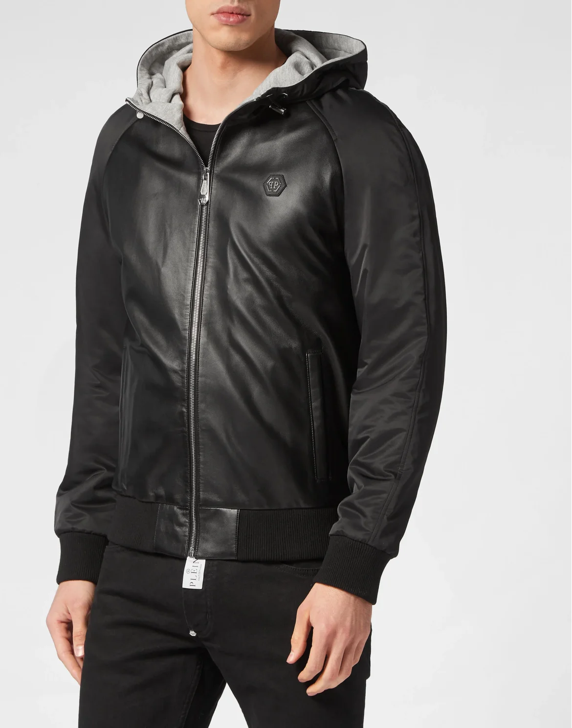 Leather Hooded Jacket, цвет: Черный