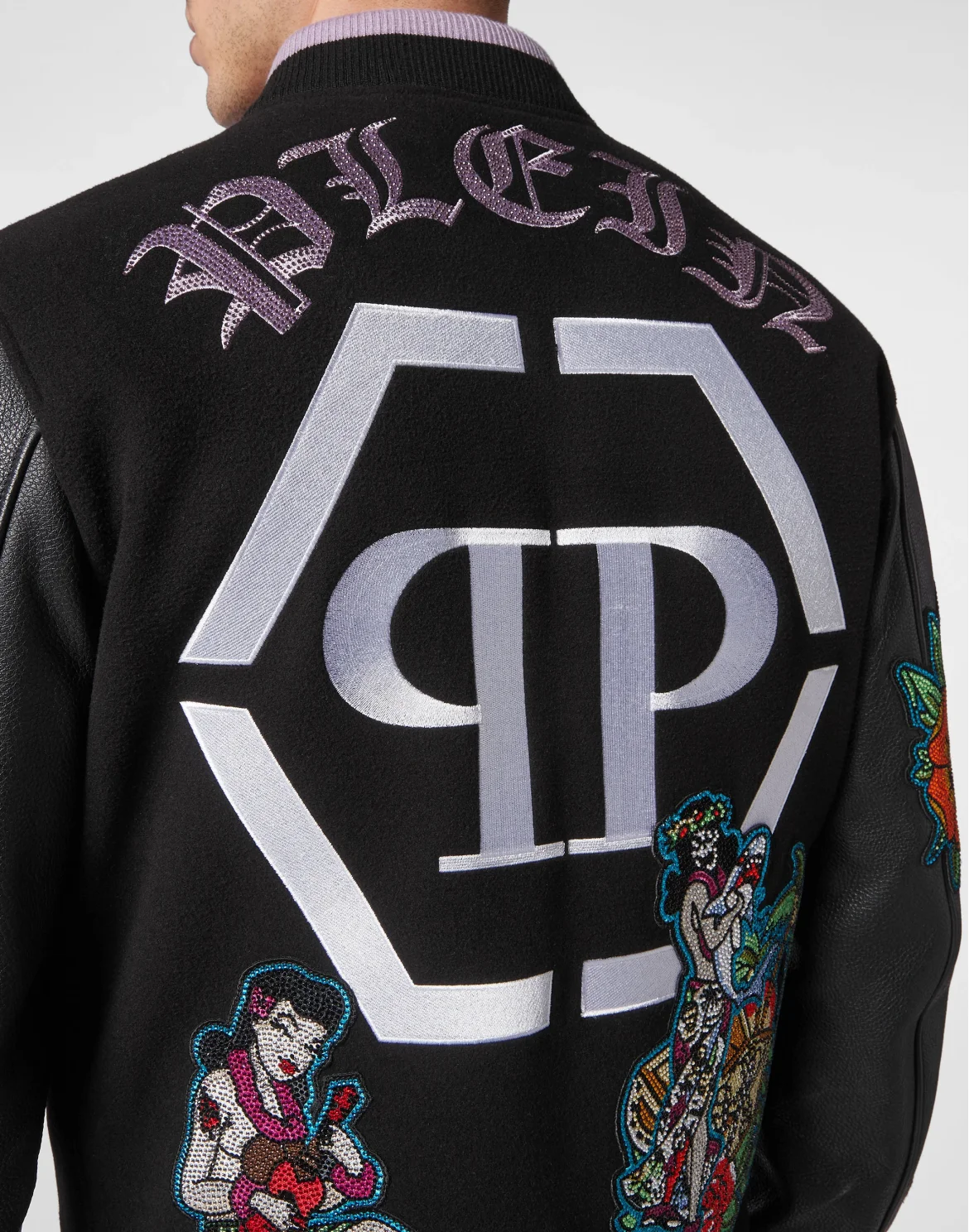 Leather College Bomber Hawaii, цвет: Черный