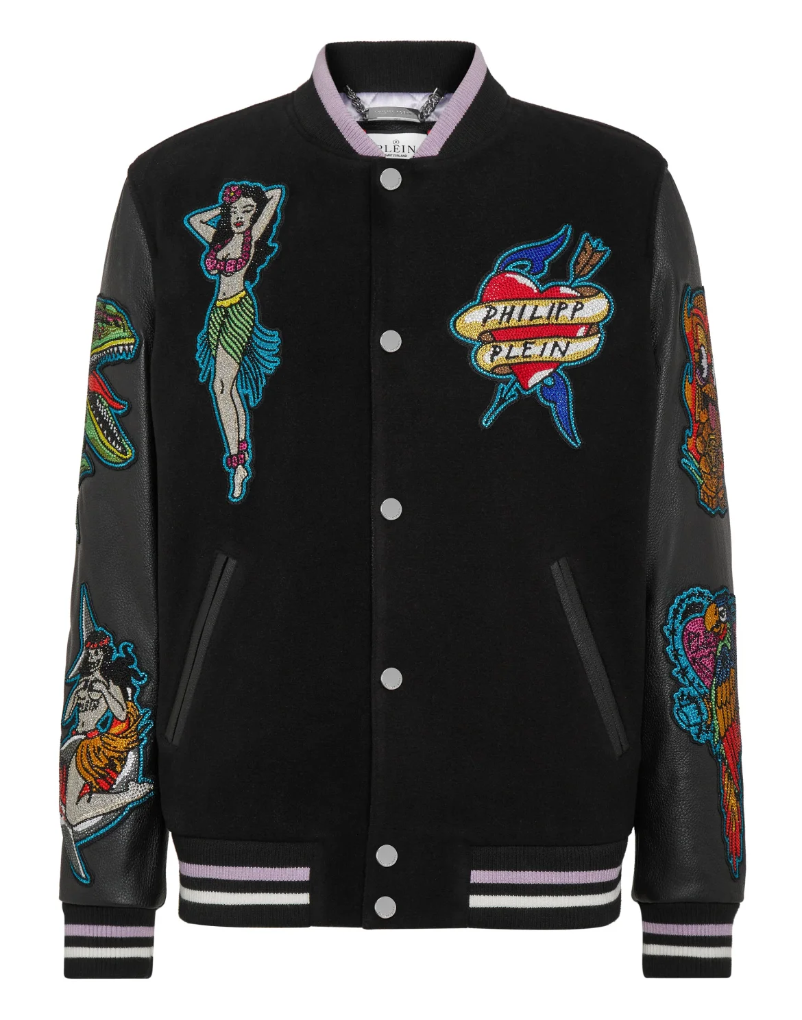 Leather College Bomber Hawaii, цвет: Черный