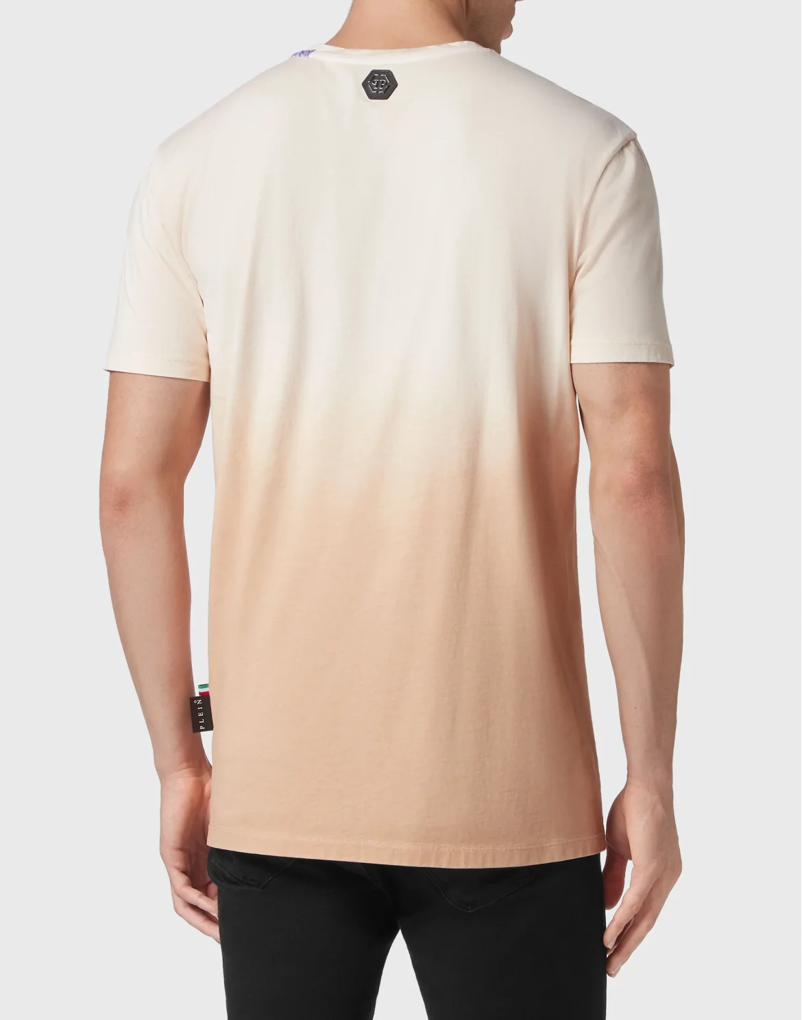 Hand Painted T-shirt Round Neck SS Gothic Plein, цвет: Бежевый