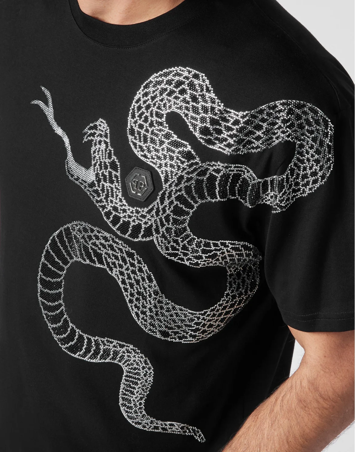 T-shirt Round Neck SS Snake, цвет: Черный