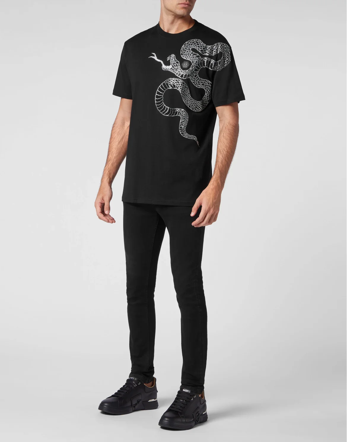 T-shirt Round Neck SS Snake, цвет: Черный