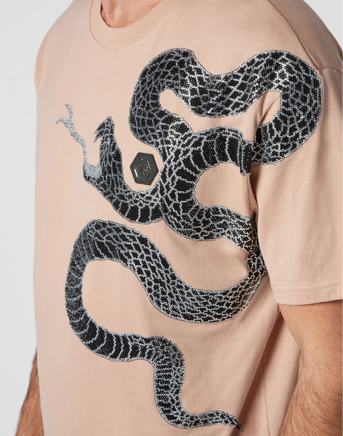 T-shirt Round Neck SS Snake, цвет: Бежевый