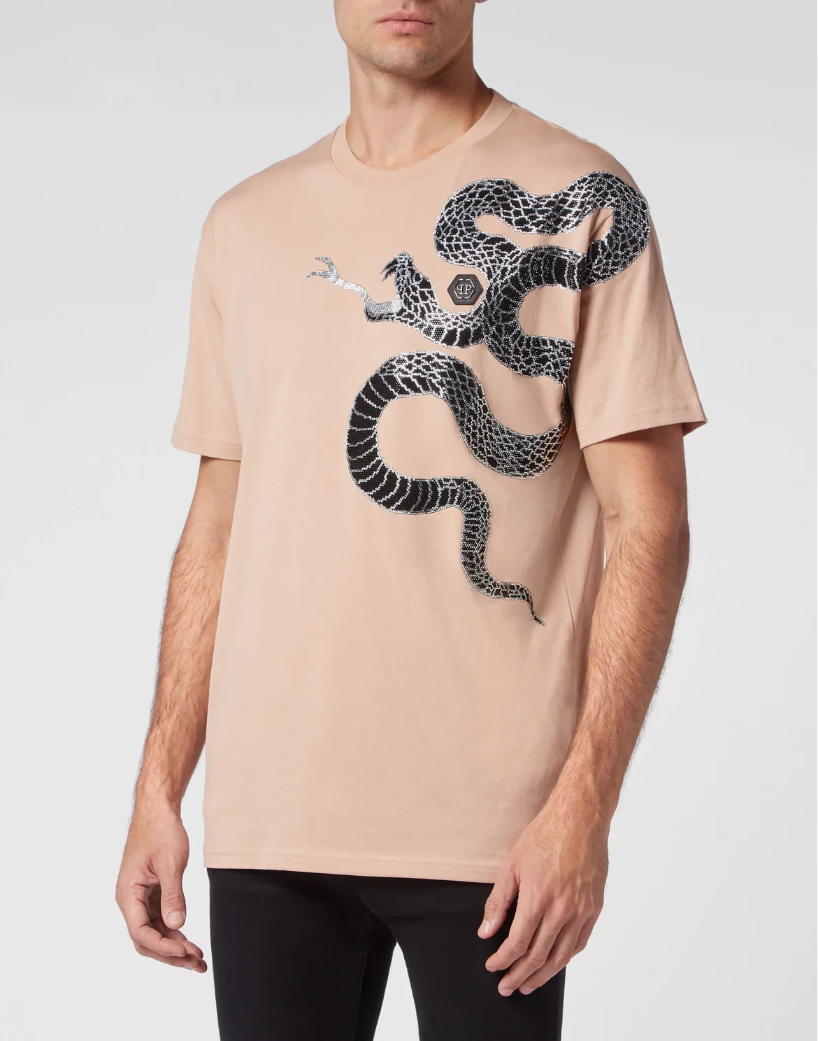 T-shirt Round Neck SS Snake, цвет: Бежевый