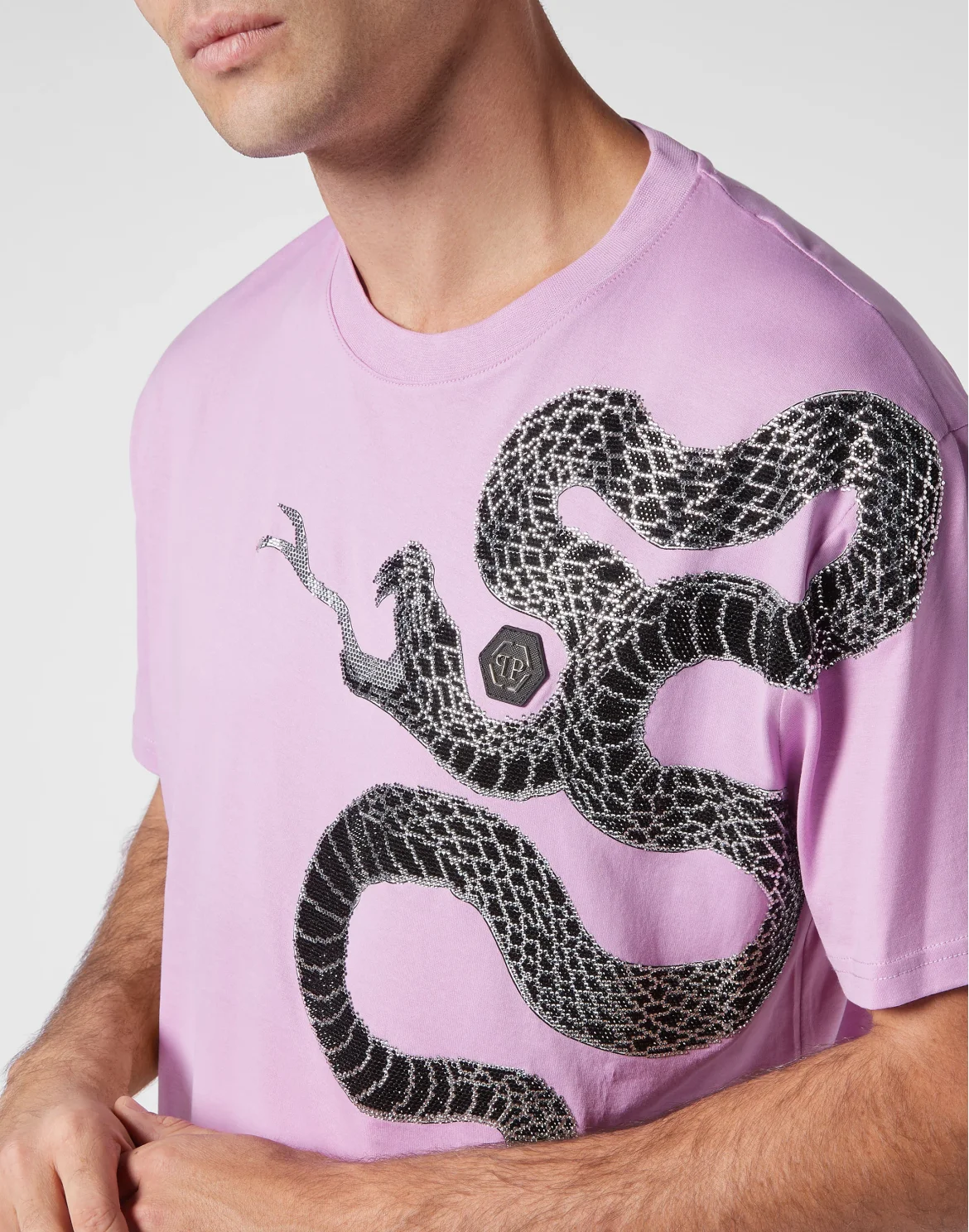 T-shirt Round Neck SS Snake, цвет: Розовый