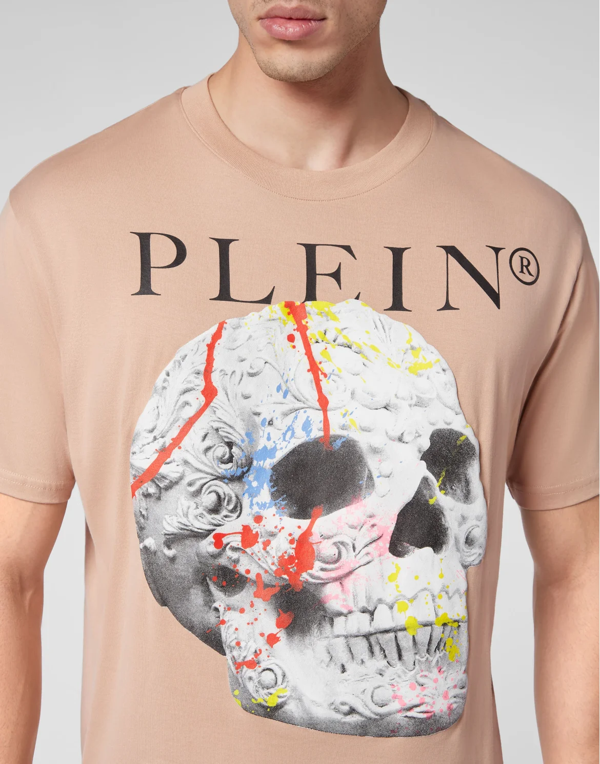T-shirt Round Neck SS Skull, цвет: Бежевый